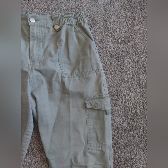 Sage Green Cotton Canvas Utility Pants Straight Leg Minimalist Outdoors 14-16 - Picture 4 of 7